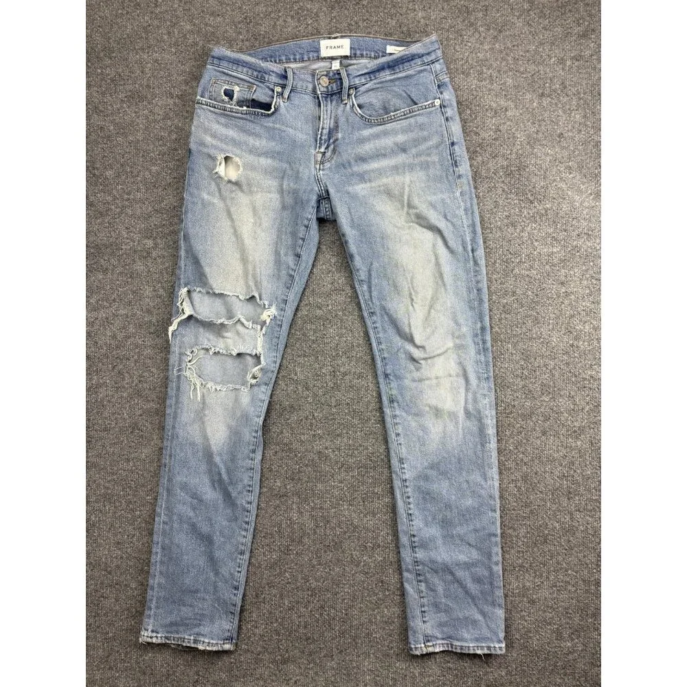 FRAME L'Homme Slim Bahamas Destruct Jeans‎ Mens 30x30 Blue Distressed Denim